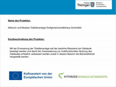 Abbruch und Neubau Toilettenanlage Dorfgemeinschaftshaus Schönfeld 