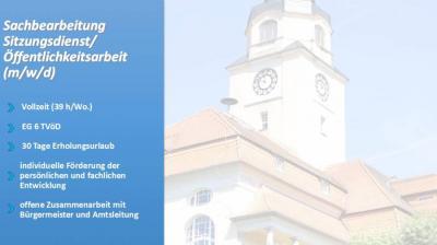Stellenausschreibung Sachbearbeitung Sitzungsdienst/Öffentlichkeitsarbeit (m/w/d)