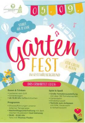 Gartenfest am 05.09.2026 im Kyffhäusergrund